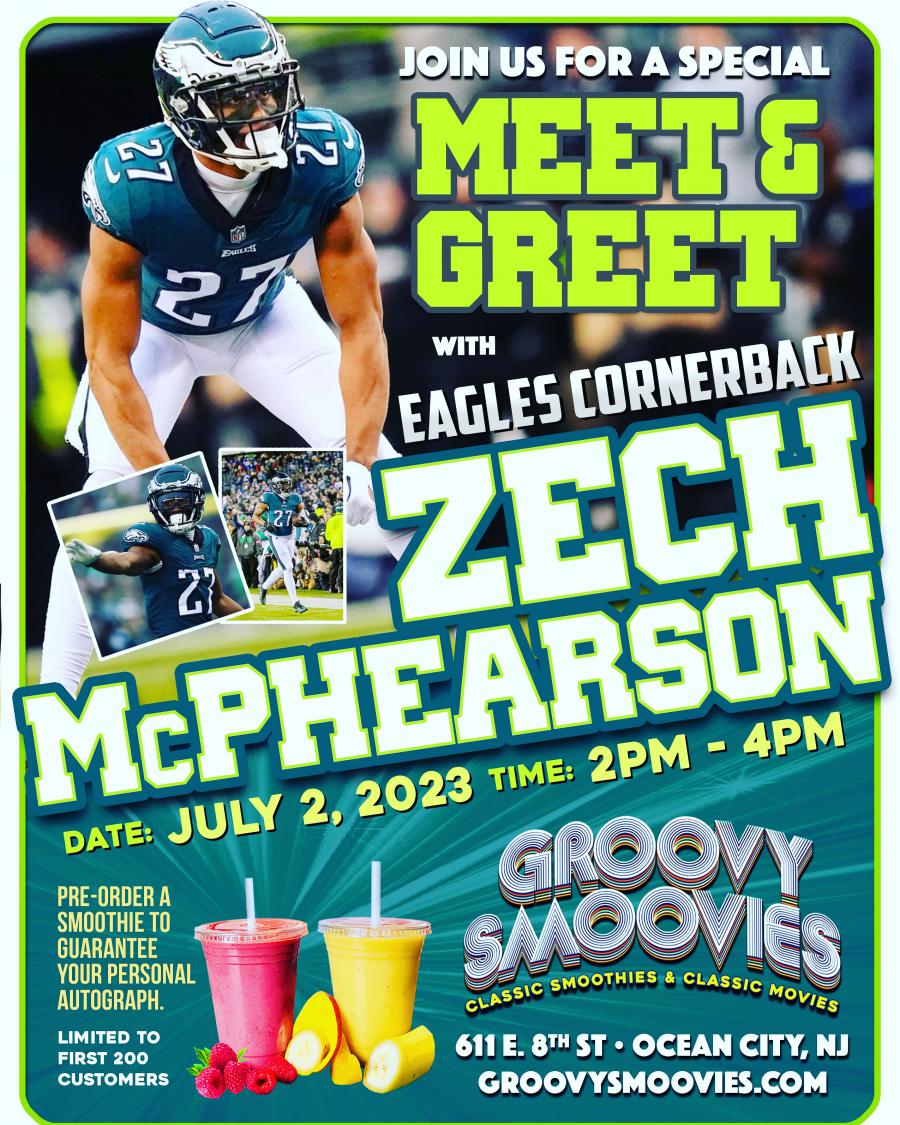 Groovy Smoovies to Host Philadelphia Eagles Zech Mc Phearson For Meet