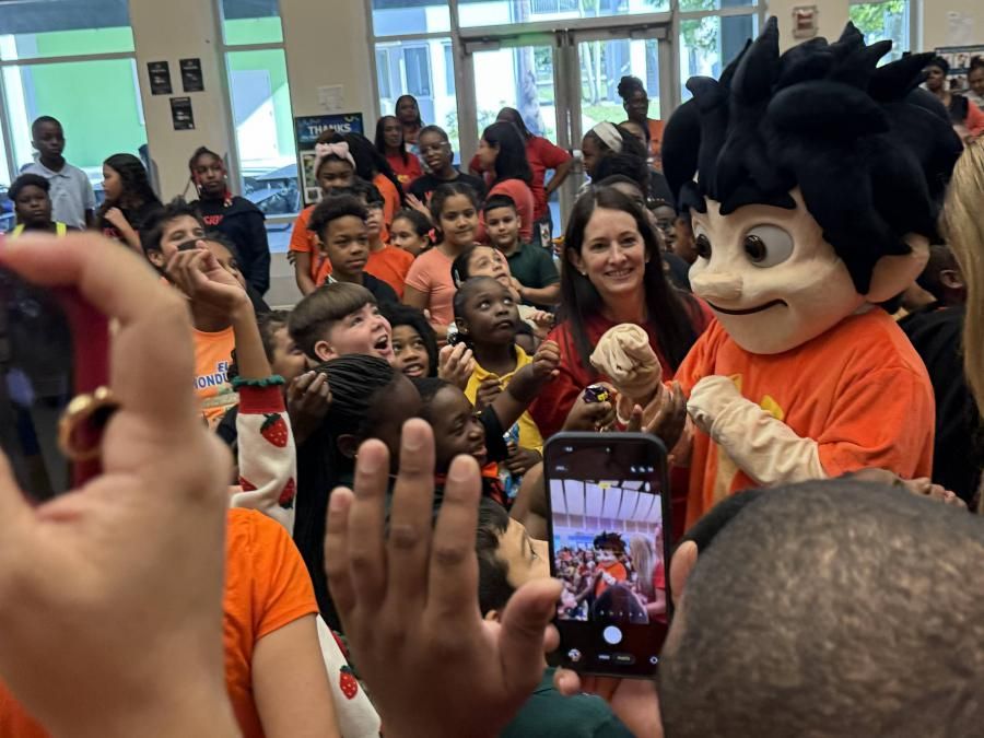 YIKES TEAM AND MASCOT ROLLIE VISIT GOULDS ELEMENTARY FOR A DAY OF EDUCATION FUN AND EXCITMENT