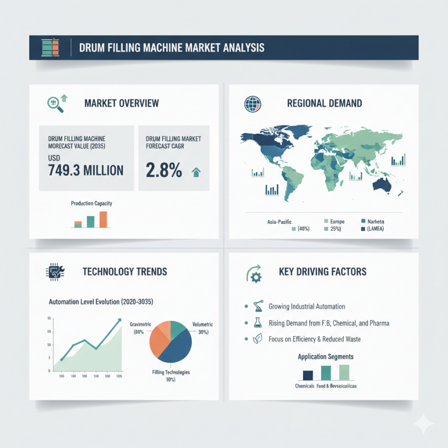 Drum Filling Machine Market Set to Hit USD 749.3 Mn by 2035 – Strong Momentum in APAC, Europe, USA & Saudi Arabia