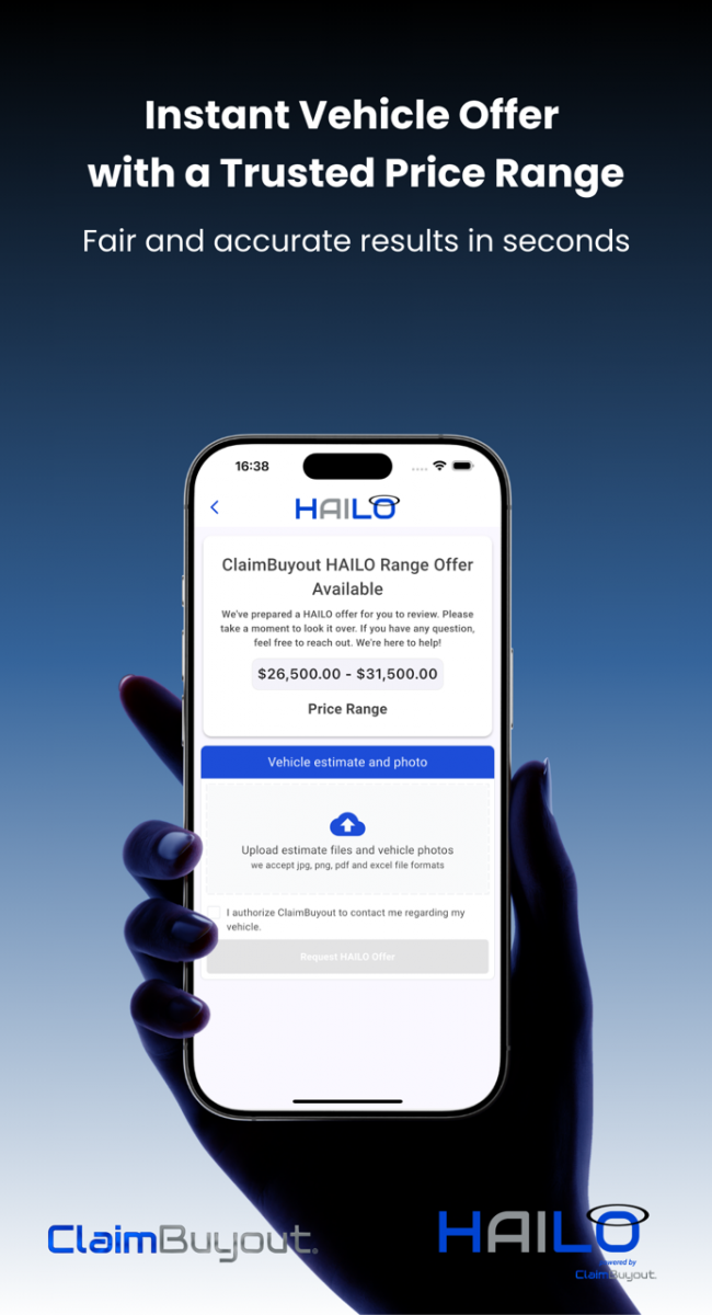 ClaimBuyout Launches HAILO, the First Real-Time Hail Event Buyout App for Autos and Commercial Vehicles