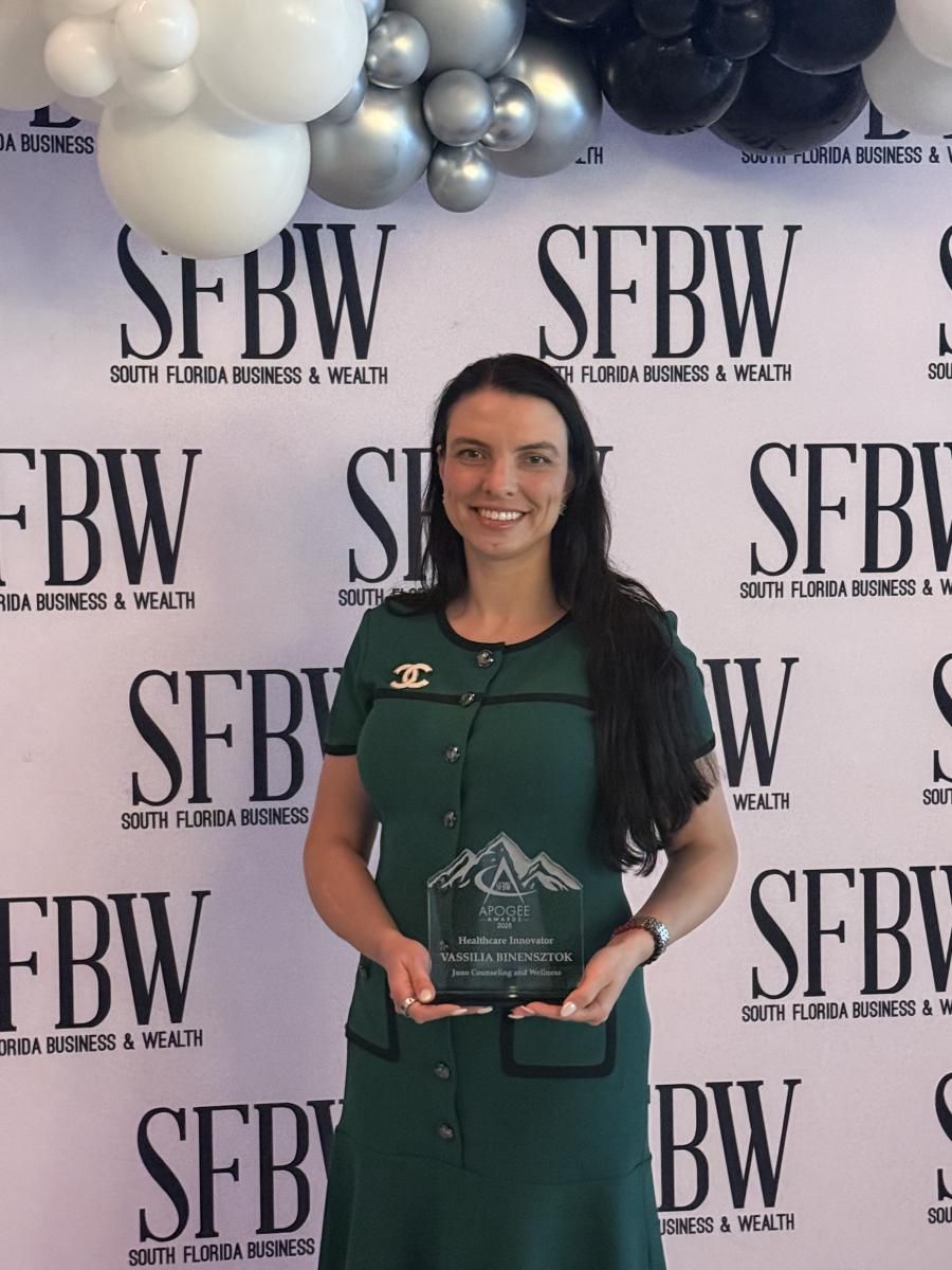 Dr. Vassilia Binensztok of Juno Counseling and Wellness Honored with 2025 Apogee Award for Healthcare Innovator