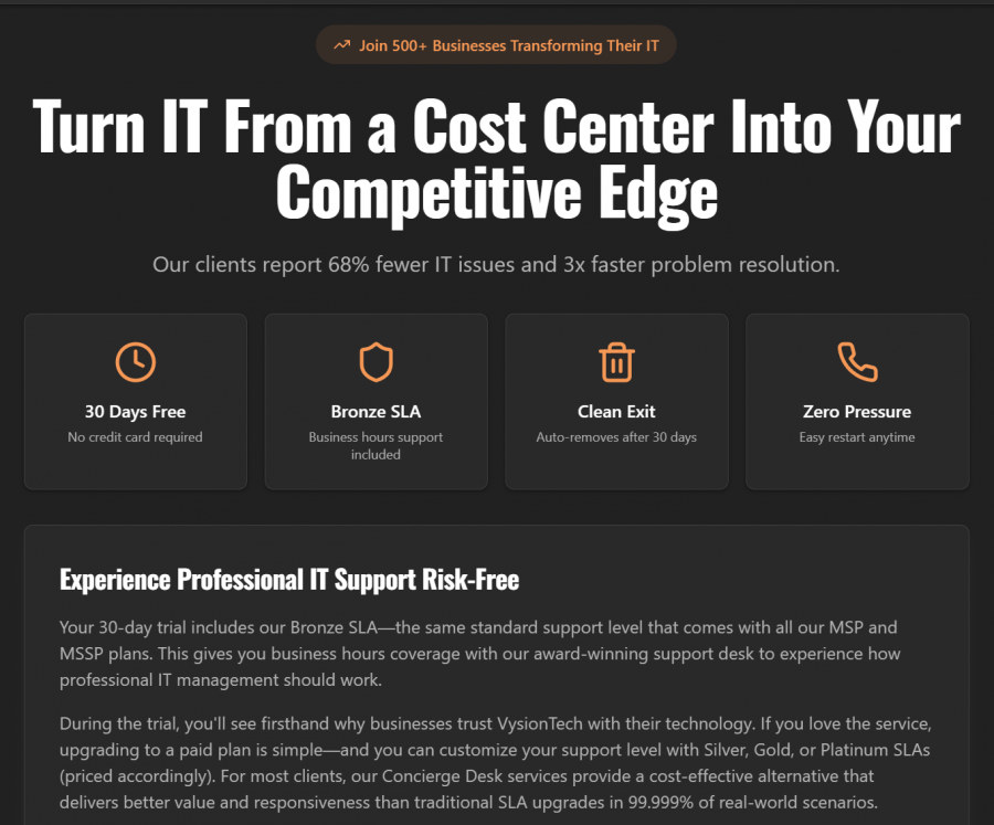 VysionTech Launches Free IT Trial for All Businesses Through end of Calendar Year 2025